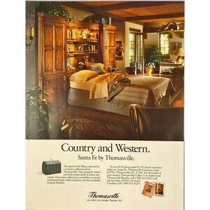 Thomasville Country-Western Bedroom Furniture "Nice to Come Home" Print Ad 1986